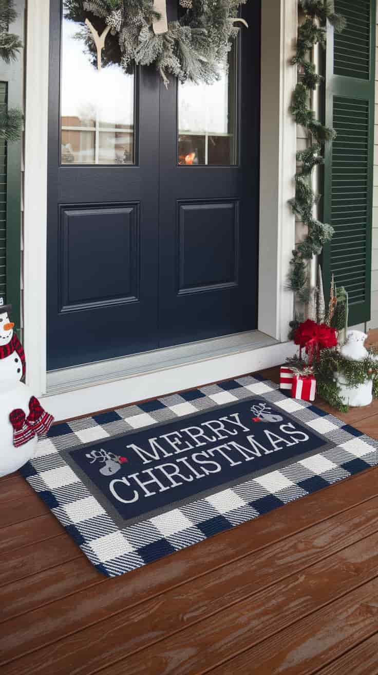 Navy & White Door Mat